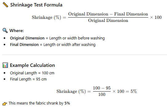 Shrinkage Test Formula